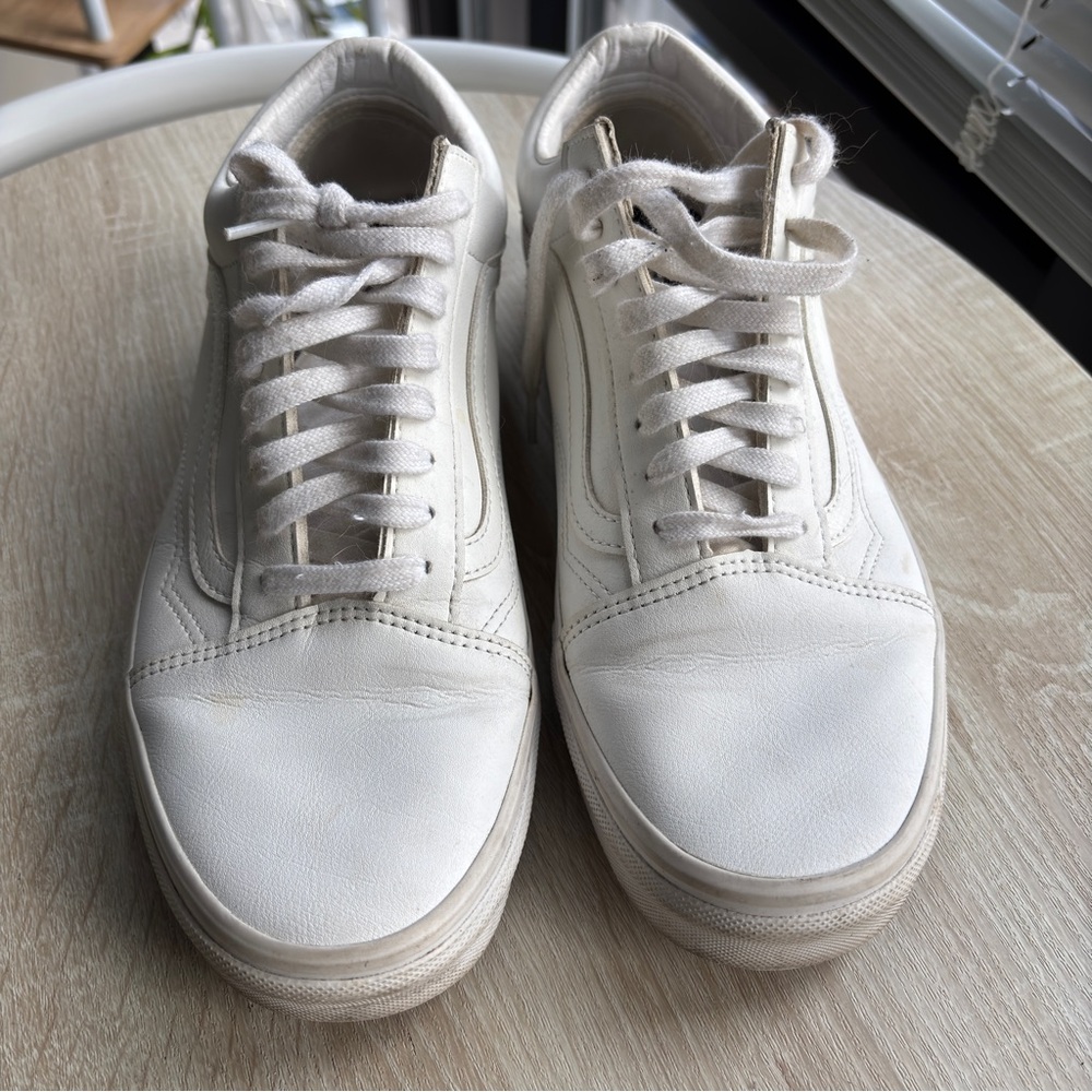 Vans Men's White Leather Sneakers - Picture 2 of 8